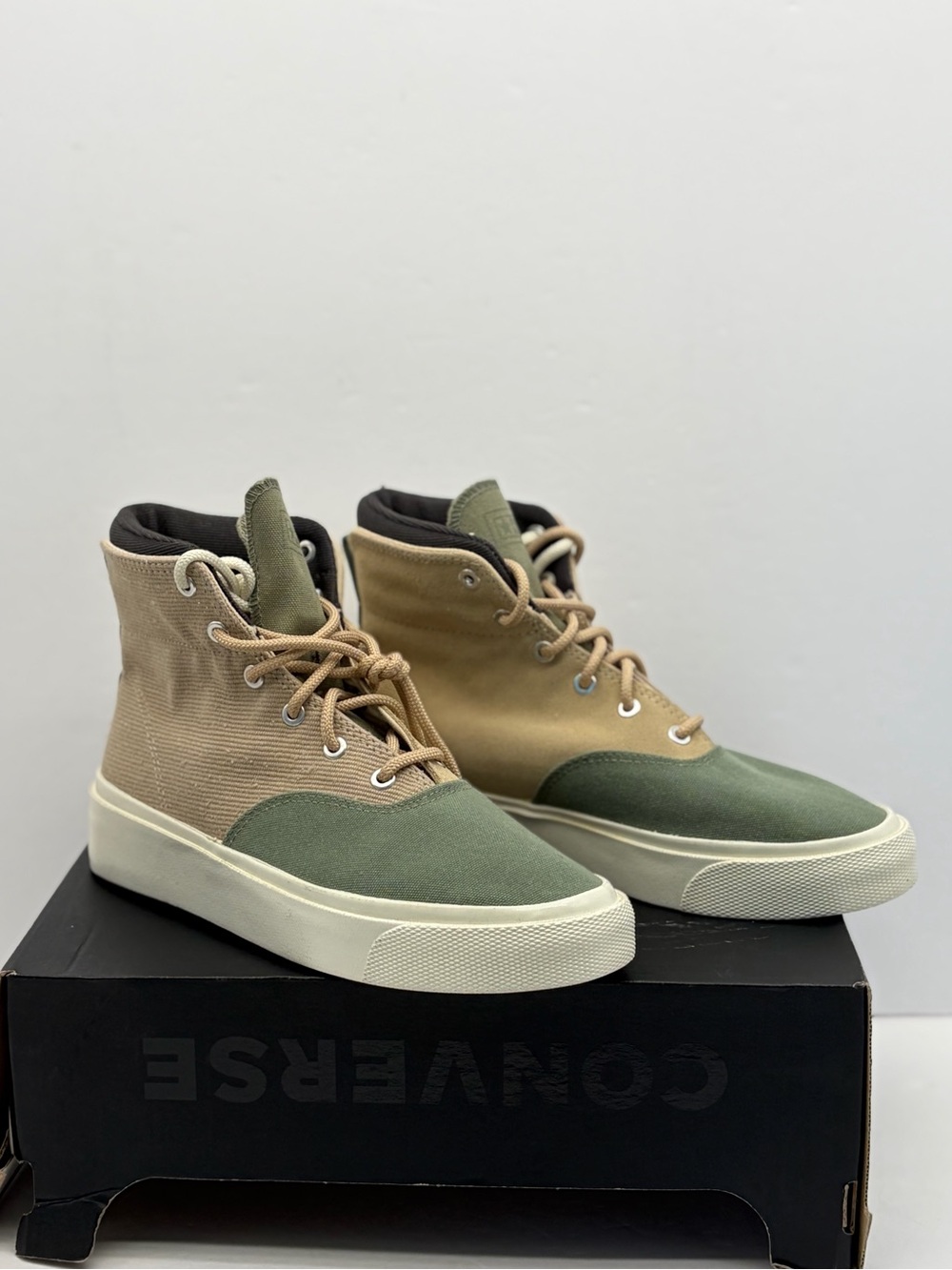 Converse Women’s Unisex Two-Tone Olive & Tan High-Top Canvas Sneakers